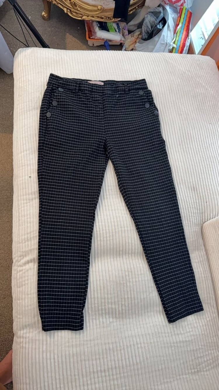 Miss Ashley Petites Black Checkered Pants